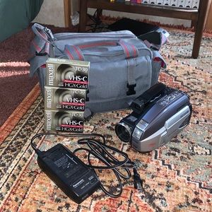 Panasonic Palmcorder VHS-C PV-L452D video camera bundle.